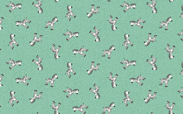 Makower Fabrics Jungle Friends Zebras on Turquoise