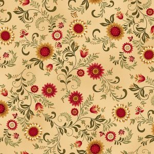 Henry Glass Fabrics Count Your Blessings Sunflower Vines on Gold