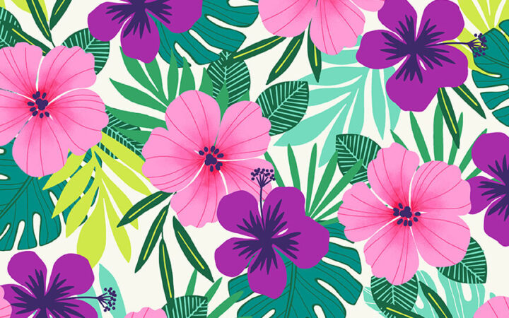 Studio E Flamingo Beach Tropical Flowers
