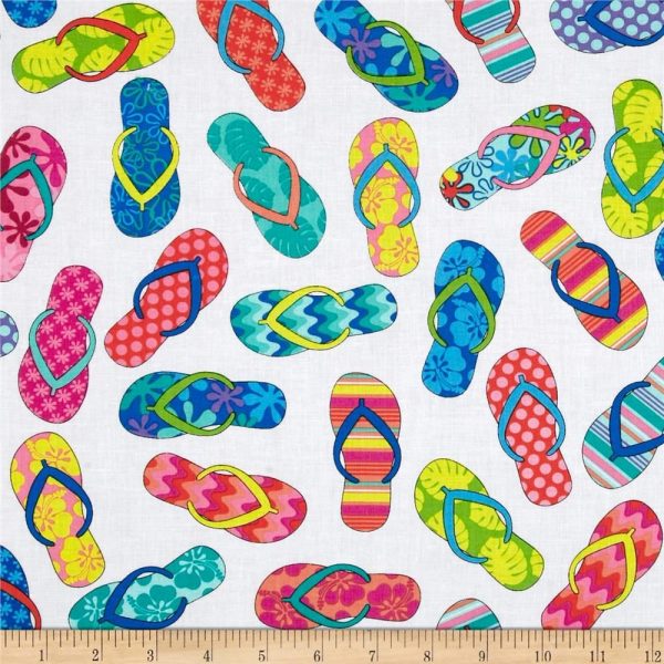 Benartex Fabrics Surf's Up Colourful Flip Flops