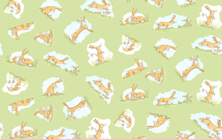 Clothworks Guess How Much I Love You Hares Green