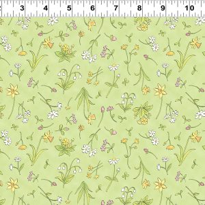 Clothworks Fabrics Guess How Much I Love You Scattered Flowers on Green