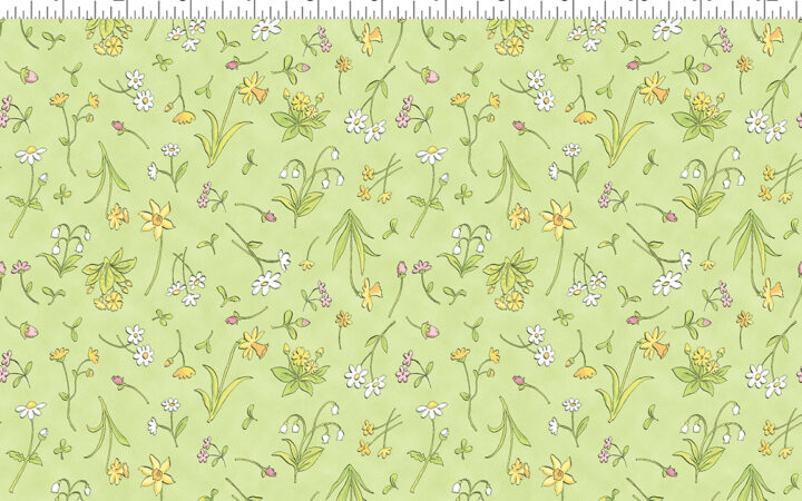 Clothworks Guess How Much I Love You Flowers Green