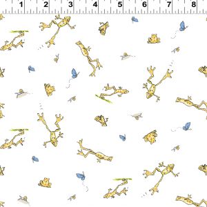 Clothworks Fabrics Guess How Much I Love You Butterflies & Frogs on White