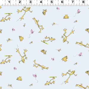 Clothworks Fabrics Guess How Much I Love You Frogs & Butterflies on Grey