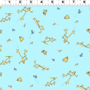 Clothworks Fabrics Guess How Much I Love You Frogs & Butterflies on Blue