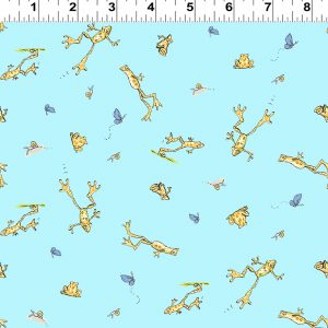Clothworks Fabrics Guess How Much I Love You Frogs & Butterflies on Blue