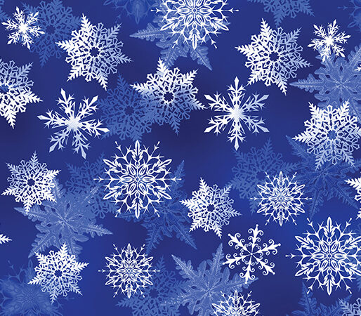 Benartex Winter’s Pearl Snowflakes Cobalt Blue