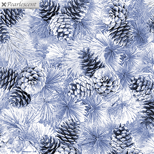 Benartex Fabrics Winter's Pearl Pine Cones Silver Grey