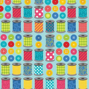 Benartex Fabrics Sew Excited Spools of Fun on Turquoise