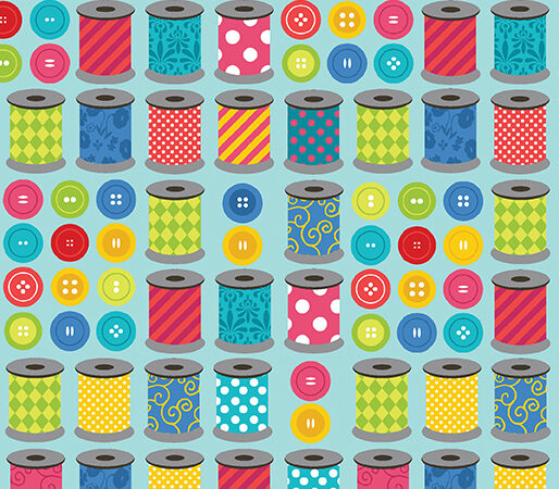 Benartex Sew Excited Spools of Fun Turquoise