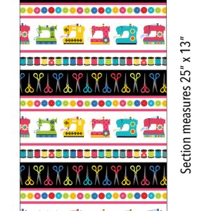 Benartex Fabrics Sew Excited Sewing Fun Stripe