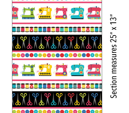 Benartex Sew Excited Sewing Fun Stripe