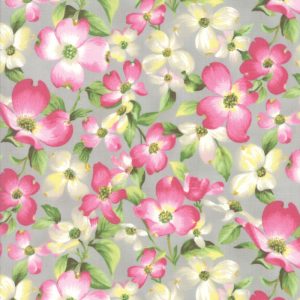 Moda Fabrics Sakura Park Cherry Blossom on Pebble Grey