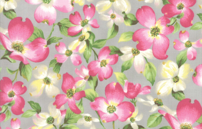 Moda Sakura Park Cherry Blossom on Pebble Grey