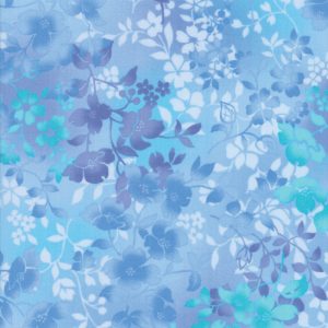 Moda Fabrics Sakura Park Watercolour Blossoms Sky Blue