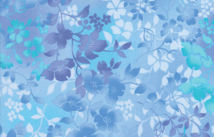 Moda Sakura Park Watercolour Blossoms Sky Blue