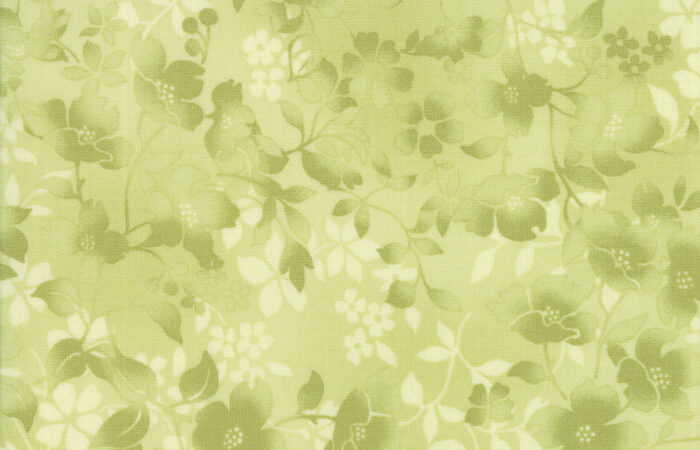 Moda Sakura Park Watercolour Blossoms Leaf Green