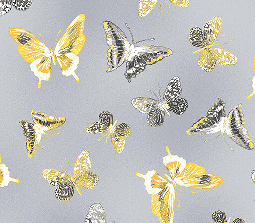 Benartex Limoncello Grey Butterfly