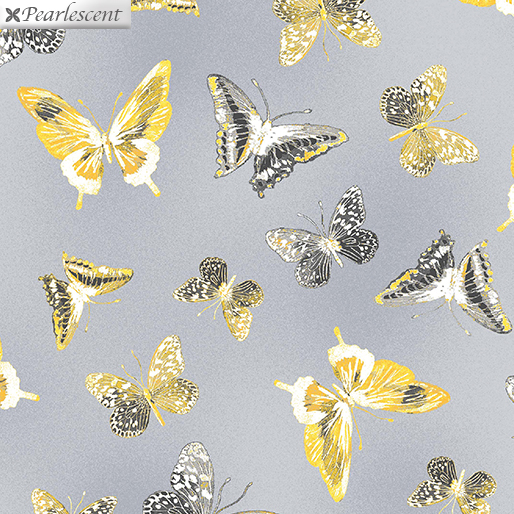 Benartex Fabrics Limoncello Grey Butterfly