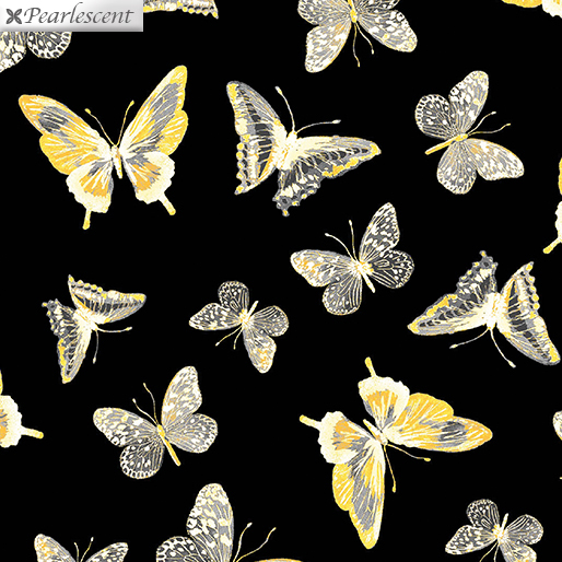 Benartex Fabrics Limoncello Black Butterfly