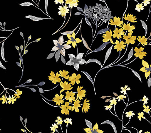 Benartex Limoncello Black Garden