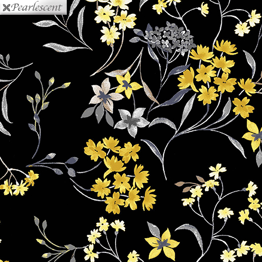 Benartex Fabrics Limoncello Floral Black Garden