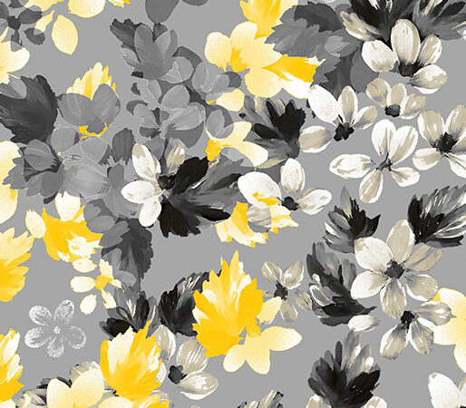 Benartex Limoncello Dove Grey Bouquet