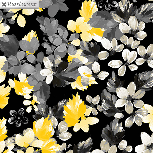 Benartex Fabrics Limoncello Black Floral Bouquet