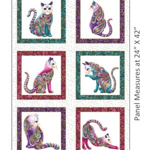 Benartex Fabrics Catitude White Quilt Panel