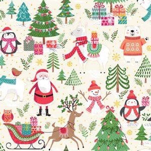 Makower Let It Snow Scenic Christmas Fabric