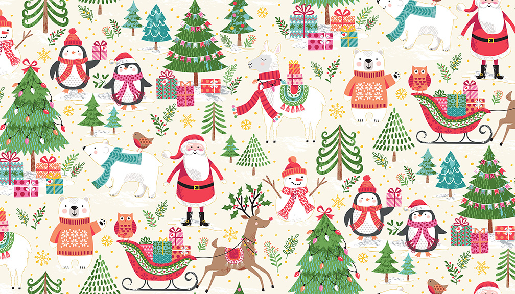 Makower Fabrics Let It Snow Scenic on Cream · Suki LTS