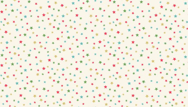 Makower Fabrics Let It Snow Multi Stars on Cream