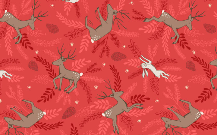 Lewis & Irene New Forest Winter Deer & Hare Red