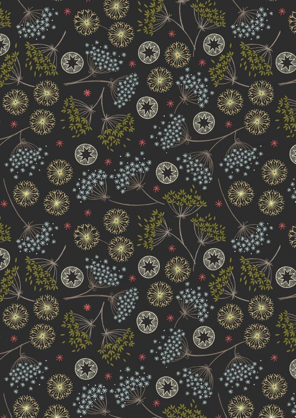 Lewis & Irene Fabrics New Forest Winter Black Floral
