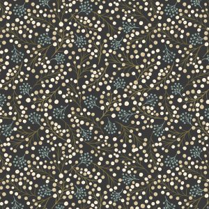 Lewis & Irene Fabrics New Forest Winter Berries on Black