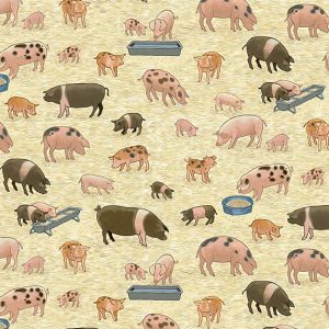 Makower Fabrics Village Life Pigs