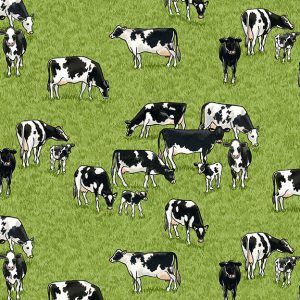 Makower Fabrics Village Life Cows