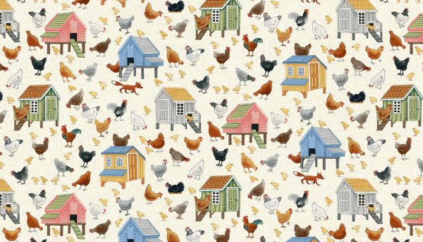 Makower Fabrics Village Life Chickens