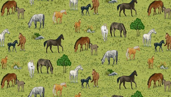 Makower Fabrics Village Life Horses