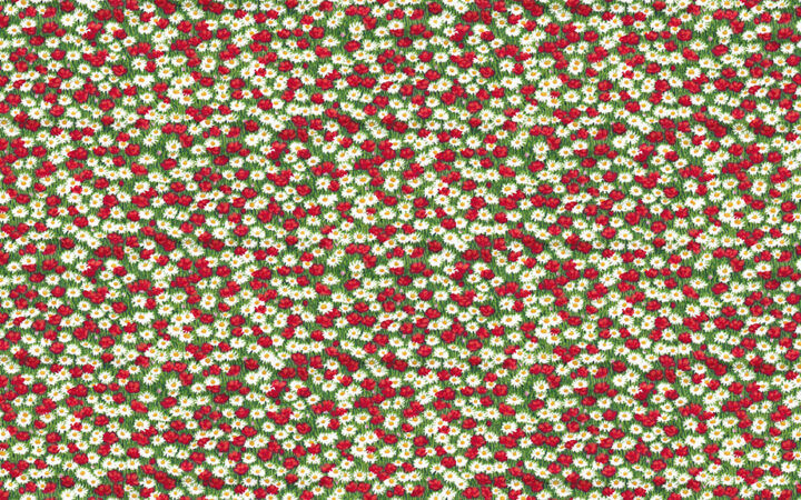 Makower Fabrics Village Life Red Meadow Flowers