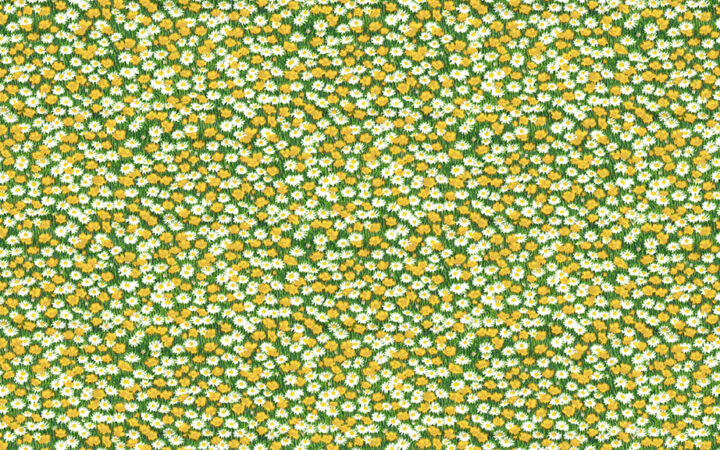 Makower Fabrics Village Life Yellow Meadow Flowers
