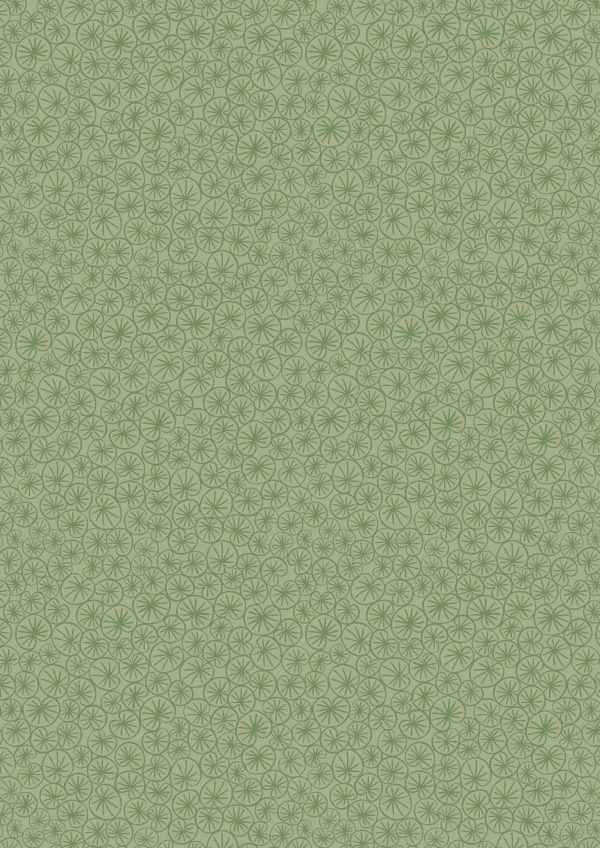 Lewis & Irene Fabrics The Village Pond Grass Green Marigold Leaves