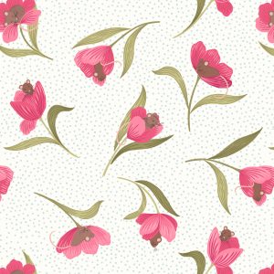 Lewis & Irene Fabrics Tulip Fields Tulip & Mouse on Cream A460.1