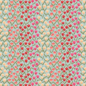Lewis & Irene Fabrics Tulip Fields on Duck Egg A462.2