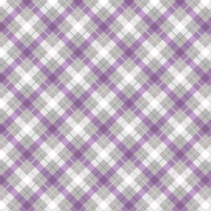 Lewis & Irene Fabrics Iona Light Purple & Grey Check with Silver Metallic