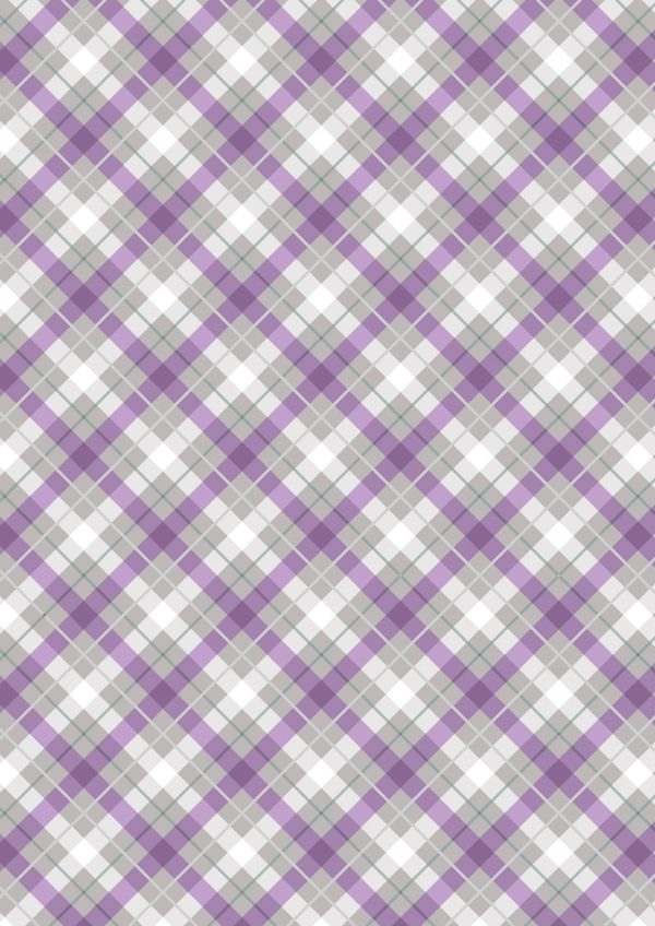 Lewis & Irene Fabrics Iona Light Purple & Grey Check with Silver Metallic