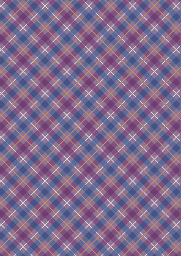 Lewis & Irene Fabrics Iona Rich Purple Check with Copper Metallic Accents.