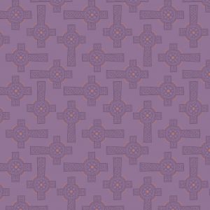 Lewis & Irene Fabrics Iona Purple Celtic Cross with Copper Metallic Accents