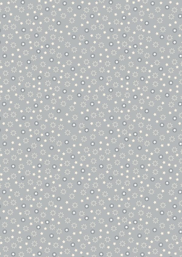 Lewis & Irene Fabrics Christmas Trees Stars on Light Grey